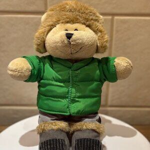 STARBUCKS 104th Edition Bearista Bear Plush Toy 2011 Green Puffer Jacket Fur Hat